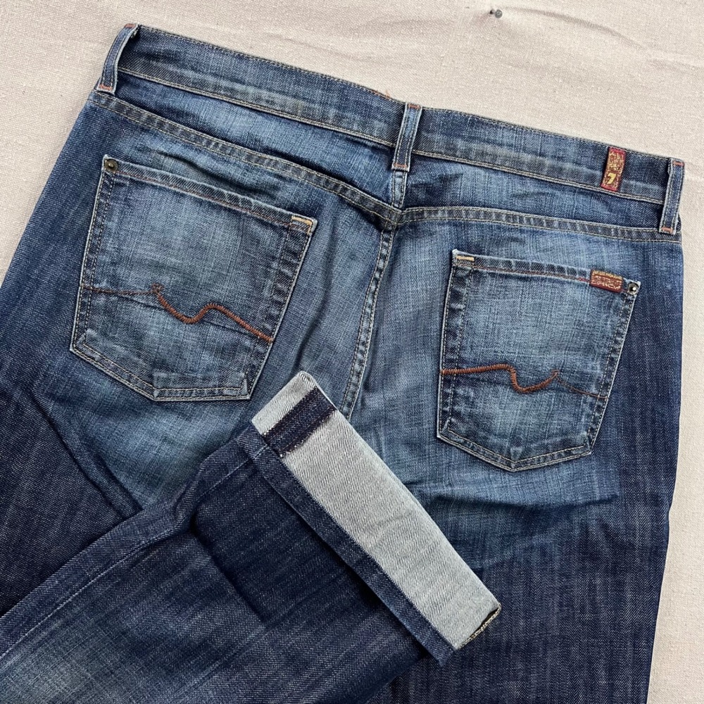 7 For All Mankind Bootcut Jeans Mens 34 Blue Medium Wash Stretch Denim USA Made
